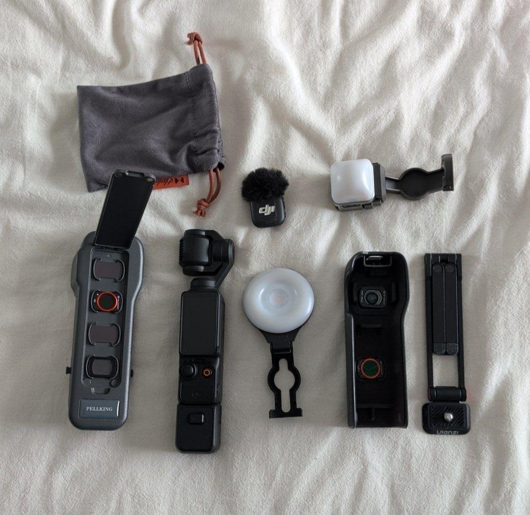 DJiosmo pocket 3 + премиум свет Harlowe + микрофон DJi Mic 3 + аксессуары (фильт