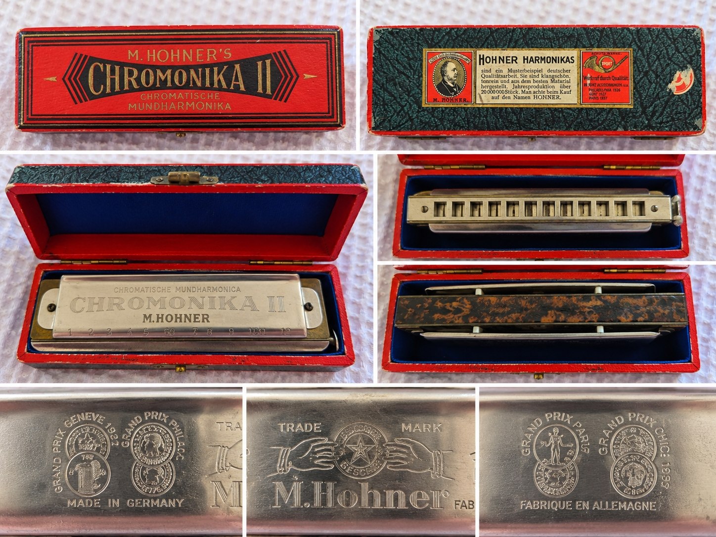 Оригинальная хроматическая губная гармошка M. Hohner Chromonika II, произведённа