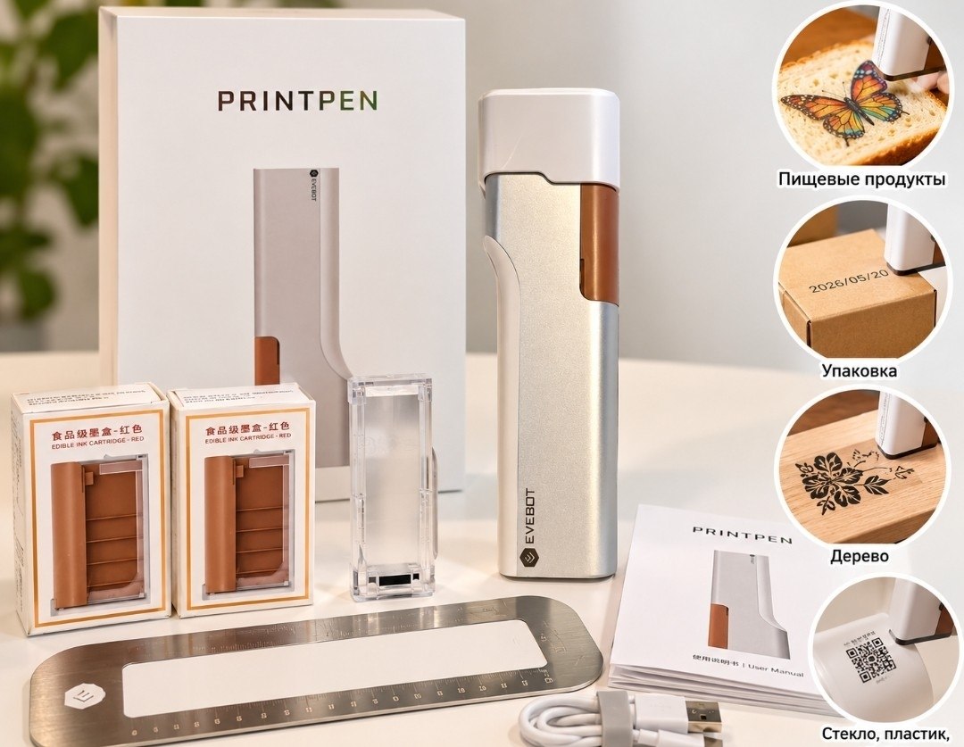 Портативный пищевой принтер EVEBOT PrintPen. новый. Полный заводской комплект, о