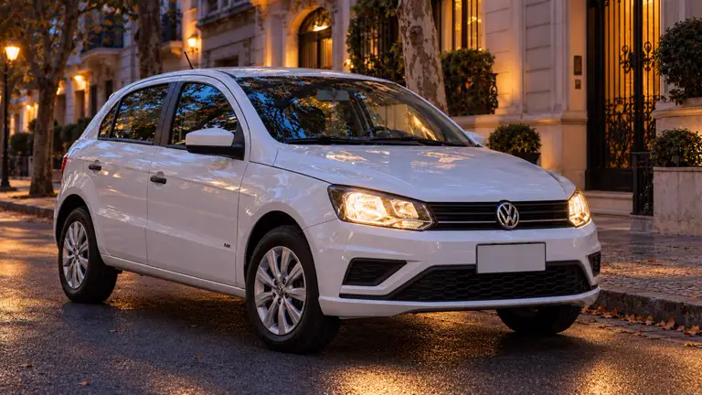 Volkswagen Gol 1.6 Trendline 2021 — белый, фото 1 — фары включены