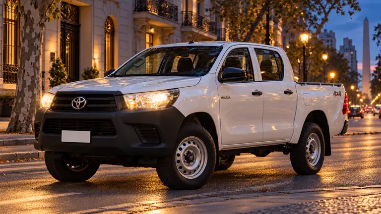 Toyota Hilux DX 2.4 TDI 4×4 Doble Cabina 2022 — белый, фото 1 — фары включены