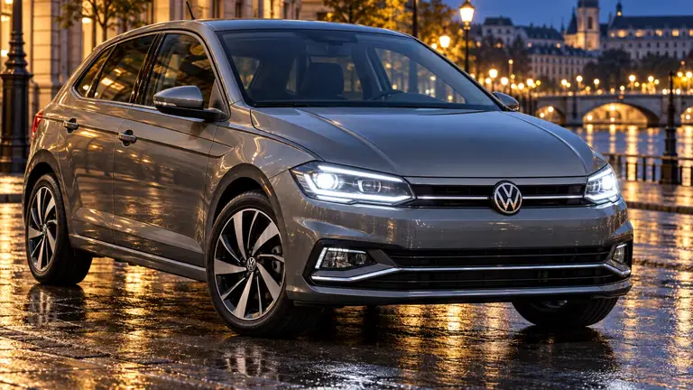 Volkswagen Polo 1.0 TSI 170 Highline AT 2026 — серый, фото 1 — фары включены