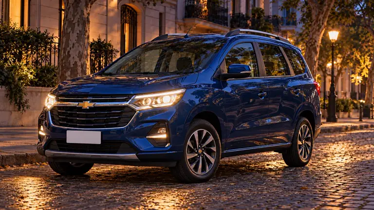 Chevrolet Spin Premier AT 2026 — синий, фото 1 — фары включены