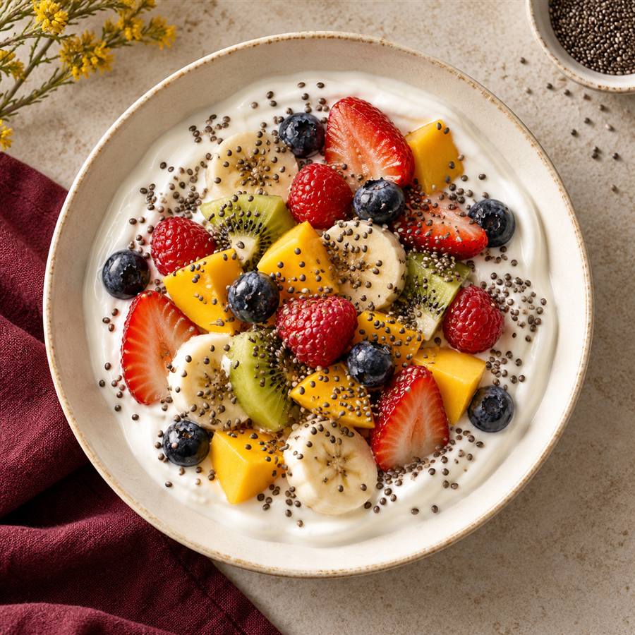 Yogur con chía y frutas