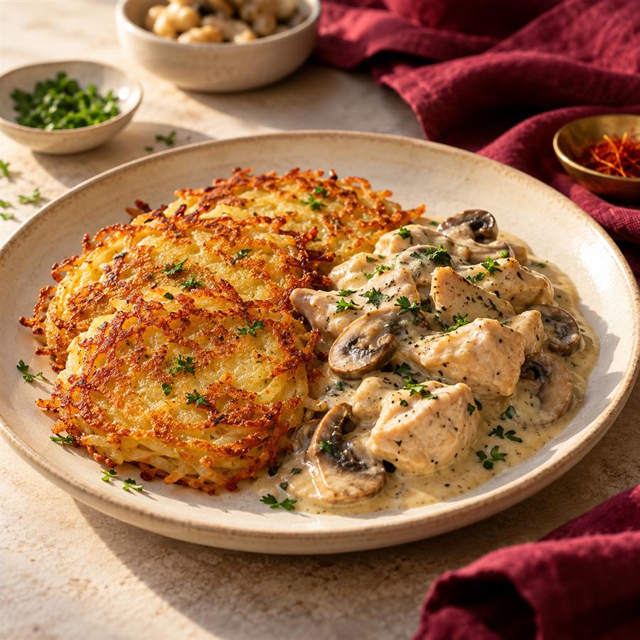 Draniki con salsa de crema