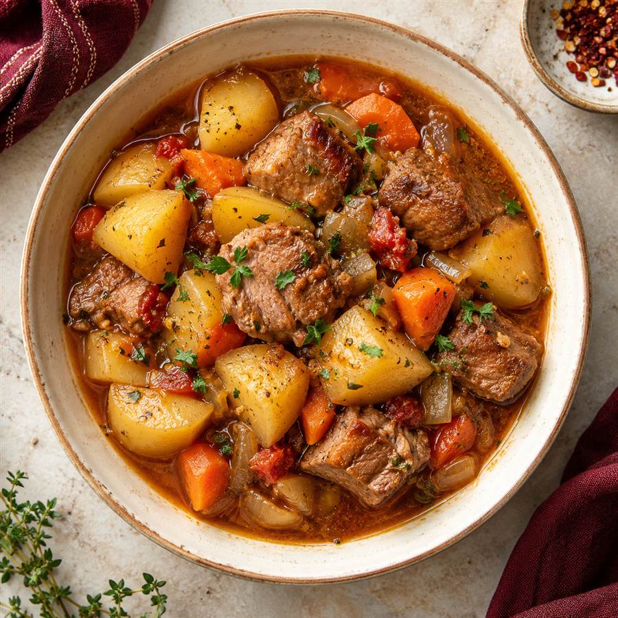 Papas guisadas con cerdo