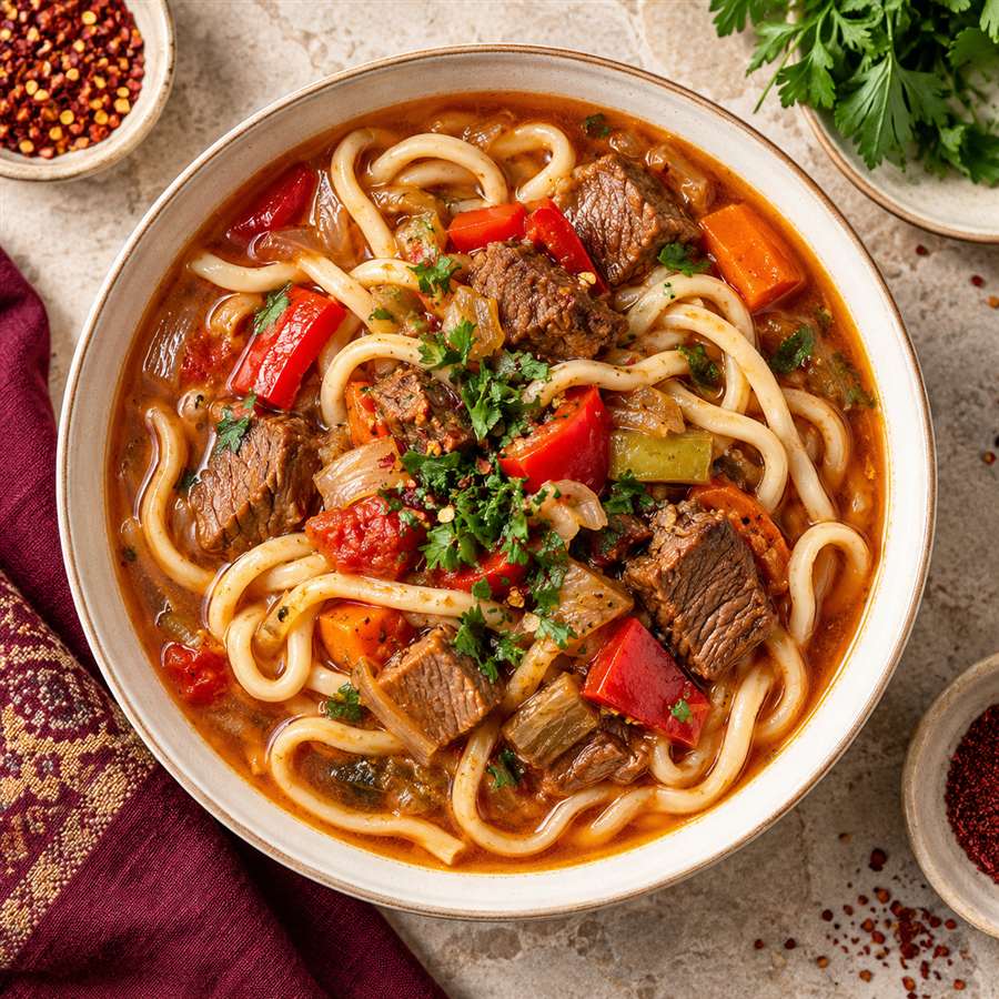 Lagman (sopa de fideos con carne)