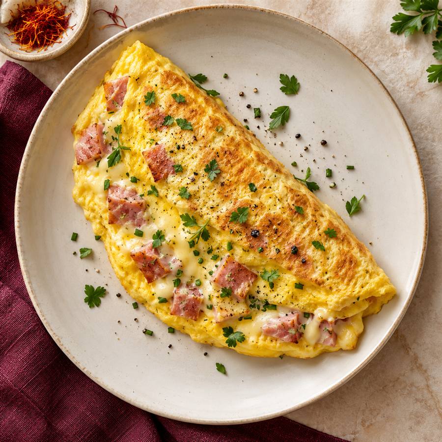 Omelette de jamón y queso