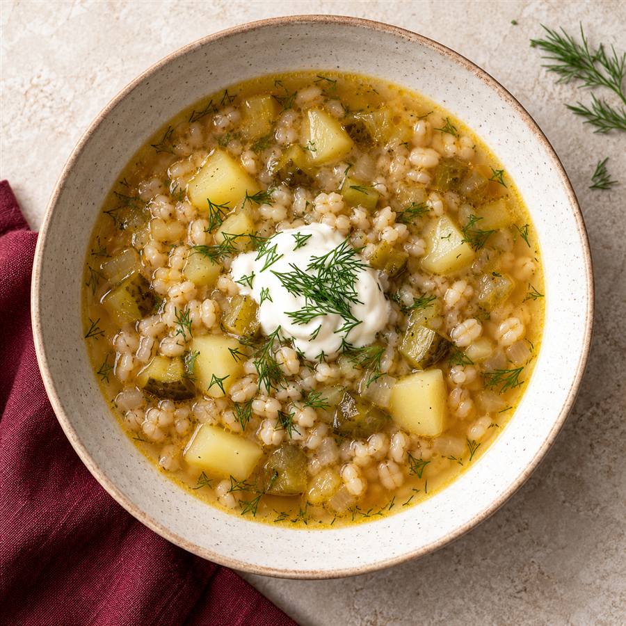 Sopa rassolnik (con pepinos)