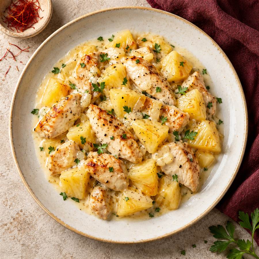 Ensalada de pollo y ananá