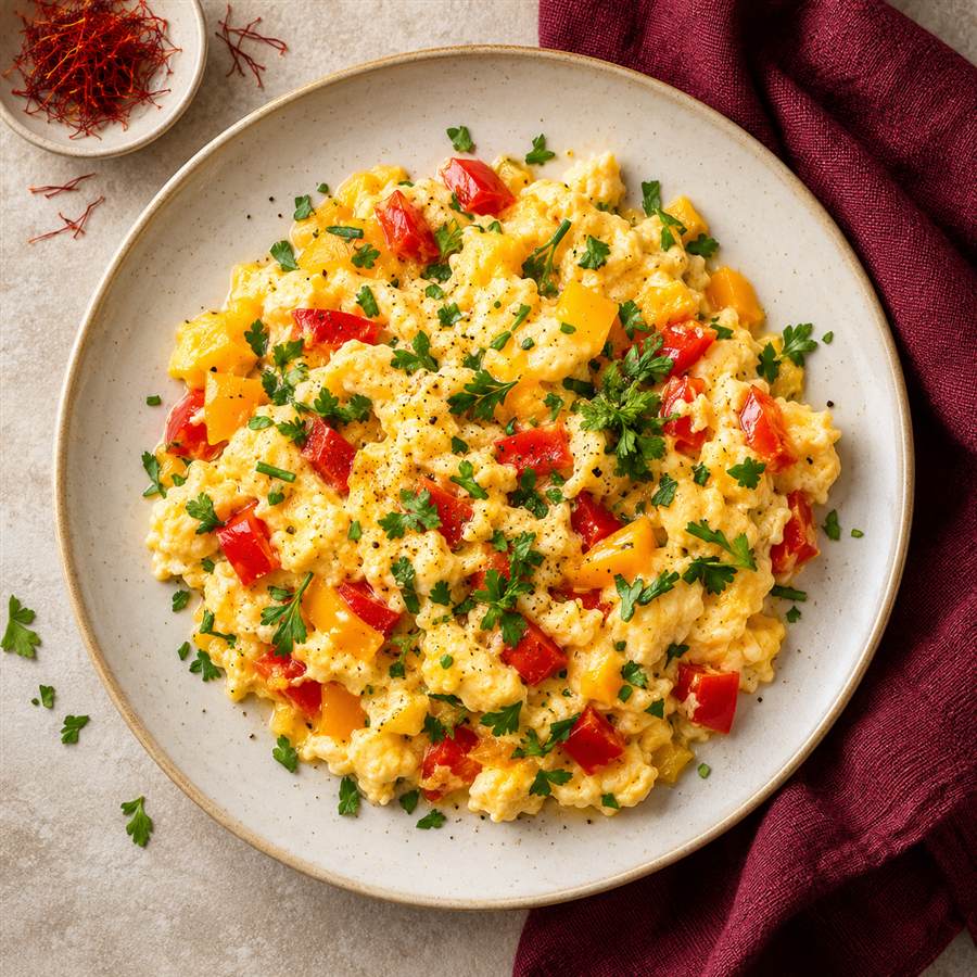 Huevos revueltos con verduras
