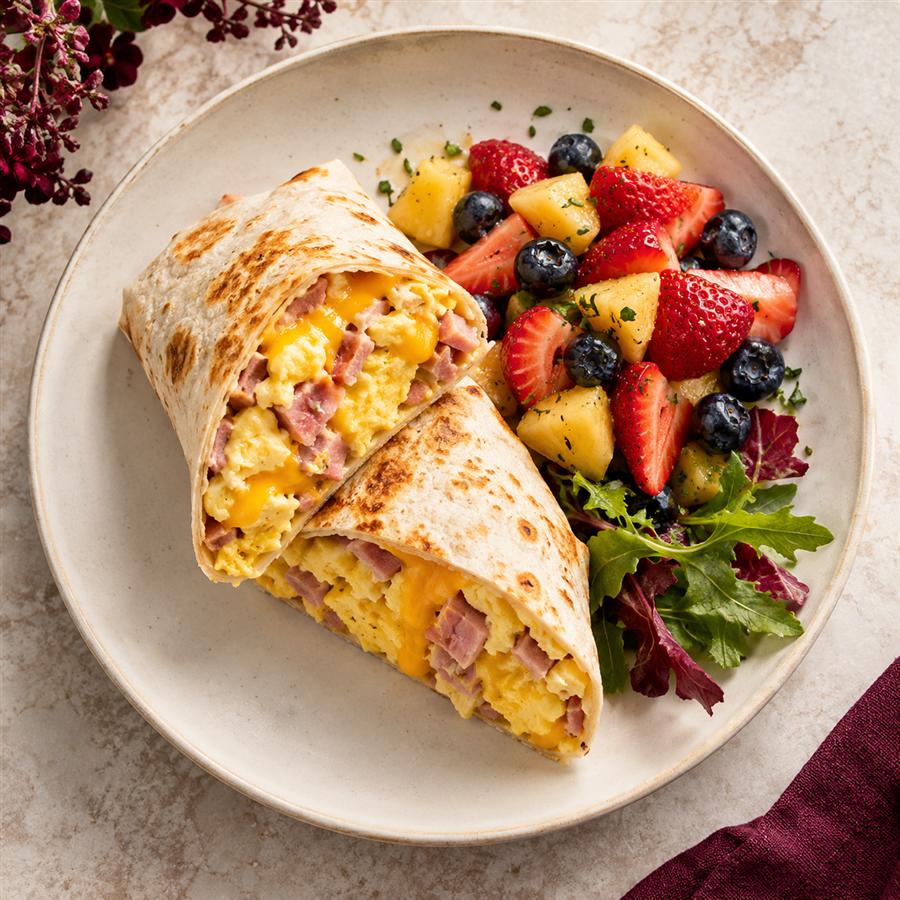 Wrap de jamón, queso y huevo